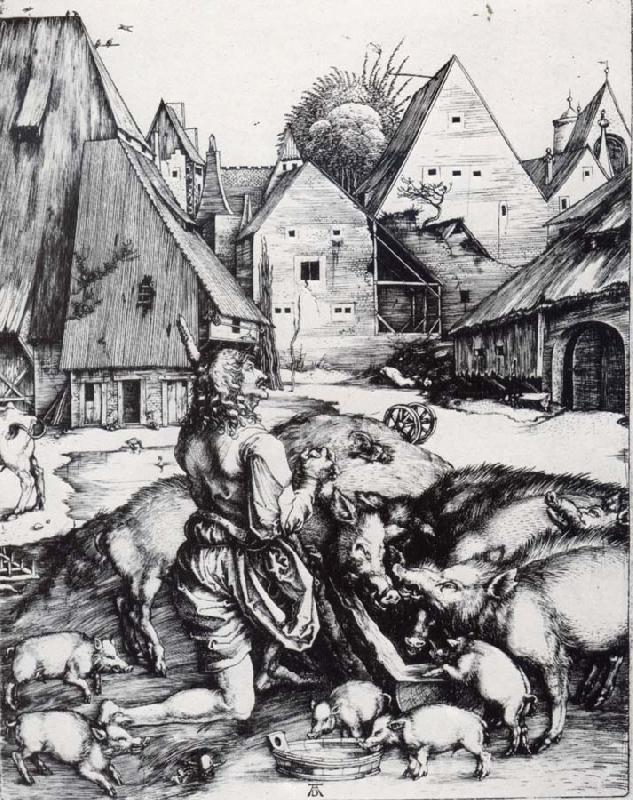 Albrecht Durer The Prodigal Son Amid the Swine Spain oil painting art